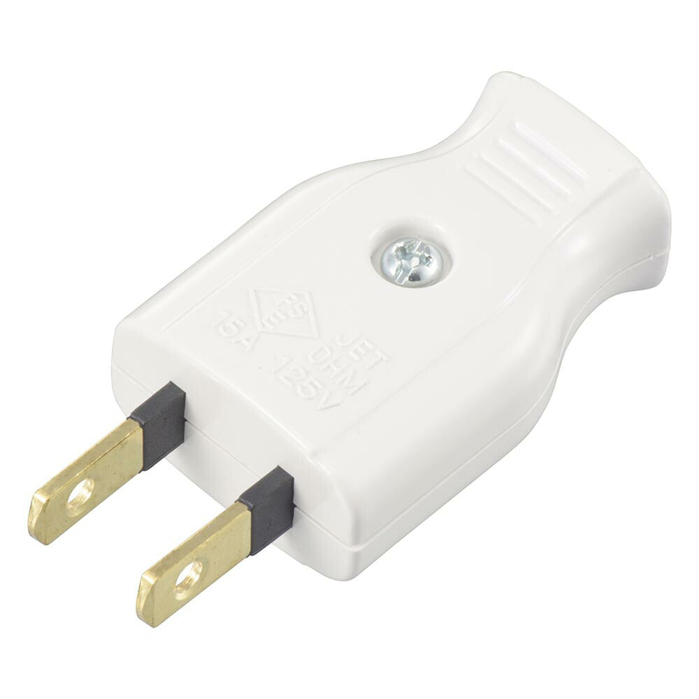 絶縁カバー付差込みプラグ(プラグ交換用/補修用/1500Wまで/15A-125V/ホワイト/パッケージ無)_06-5364_HS-HHP-ZE/W_OHM(オーム電機)